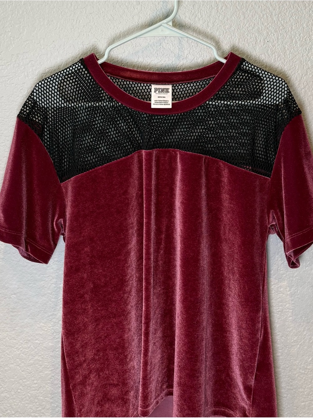 Velour Crop with Black Mesh by PINK